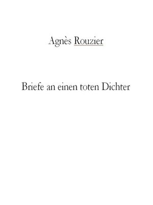 cover image of Briefe an einen toten Dichter